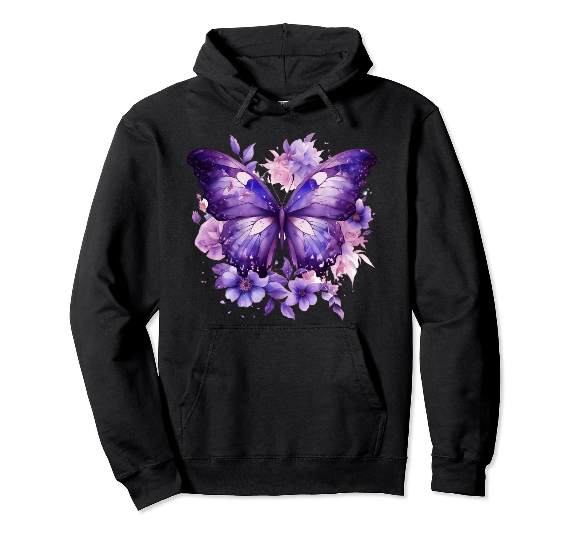 Boho Purple Butterfly Witchy Moth Hoodie - Custom Art Print Men Women - T-Shirt, Sweatshirt, Hoodie