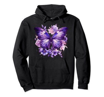 Boho Purple Butterfly Witchy Moth Hoodie - Custom Art Print Men Women - T-Shirt, Sweatshirt, Hoodie