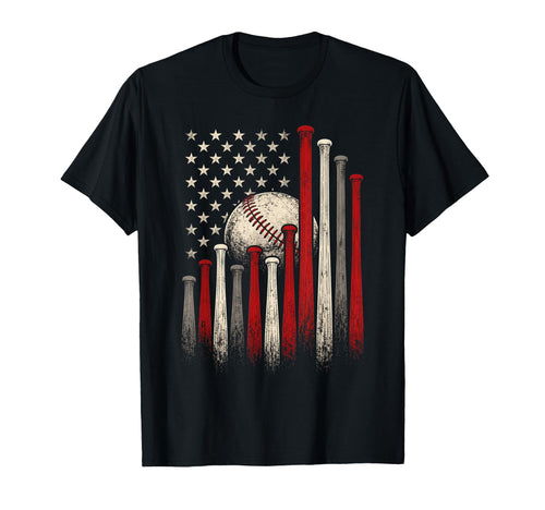 Funny Patriotic Baseball American Flag Bats T-Shirt - Graphic Print Unisex - T-Shirt, Sweatshirt, Hoodie