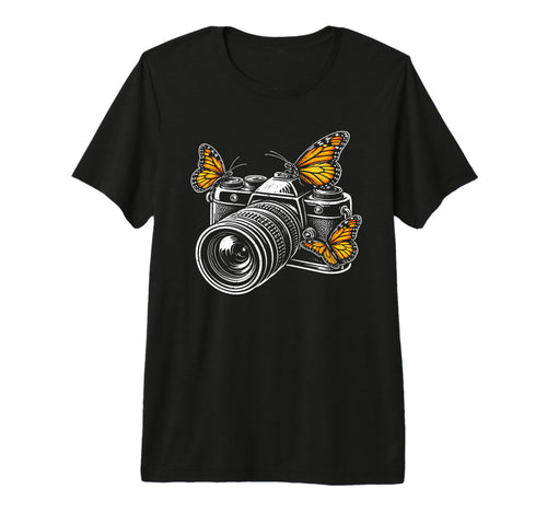 Camera Monarch Butterfly Photographer T-Shirt - Trendy Graphic for Adults - T-Shirt, Sweatshirt, Hoodie