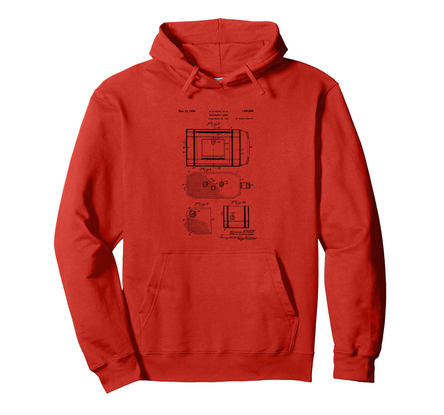 Camera Photographic Patent 1934 Drawing Hoodie - Graphic Print for Adults - T-Shirt, Sweatshirt, Hoodie