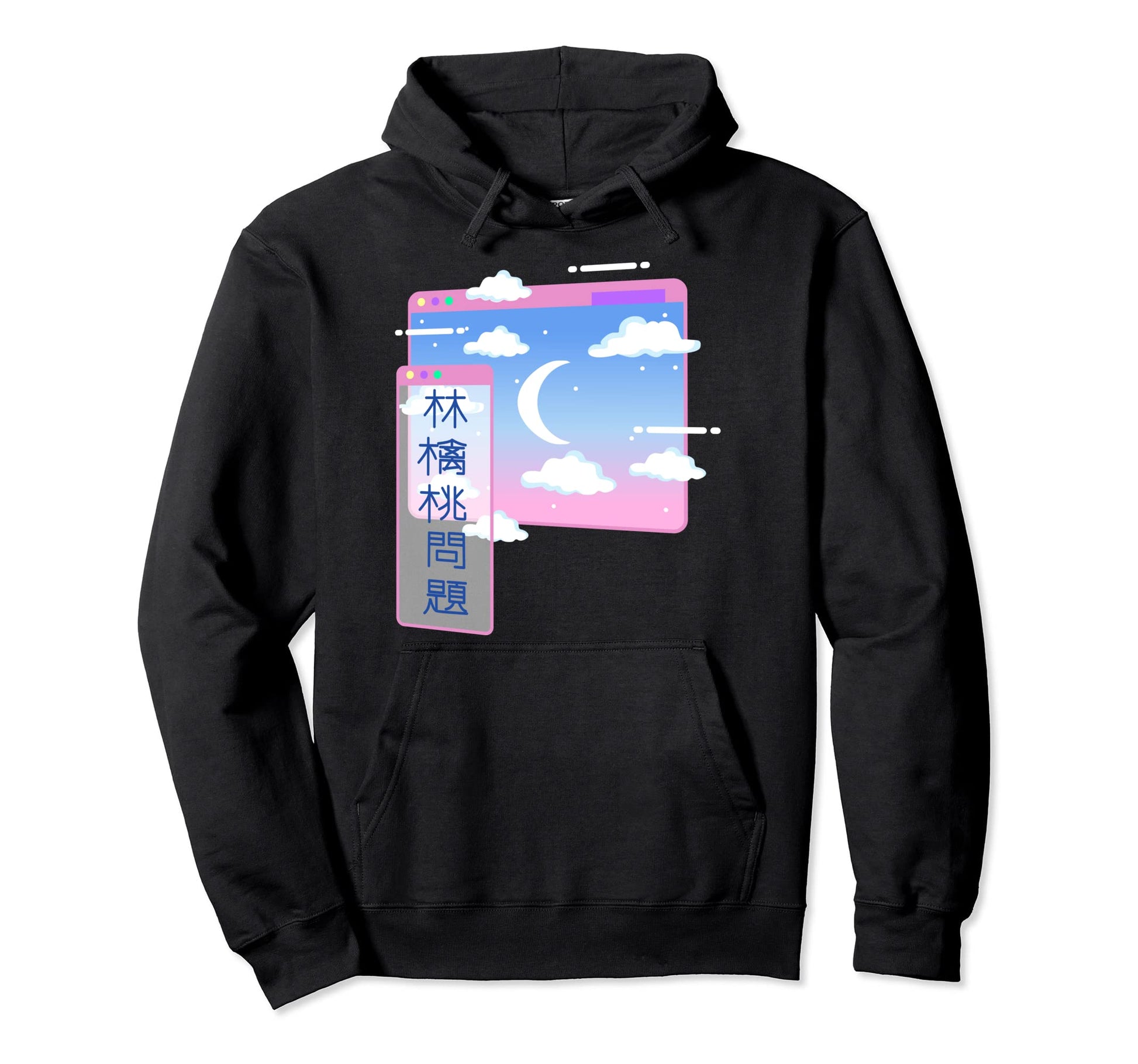 Moon Clouds Vaporwave Japanese Hoodie - Unique Graphic for Adults - T-Shirt, Sweatshirt, Hoodie