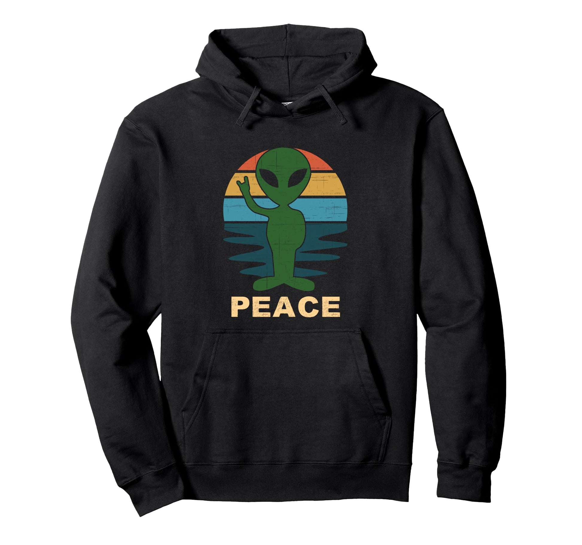 Funny Alien Peace Sign Anti War Love Peace Hoodie - Novelty Apparel Unisex - T-Shirt, Sweatshirt, Hoodie