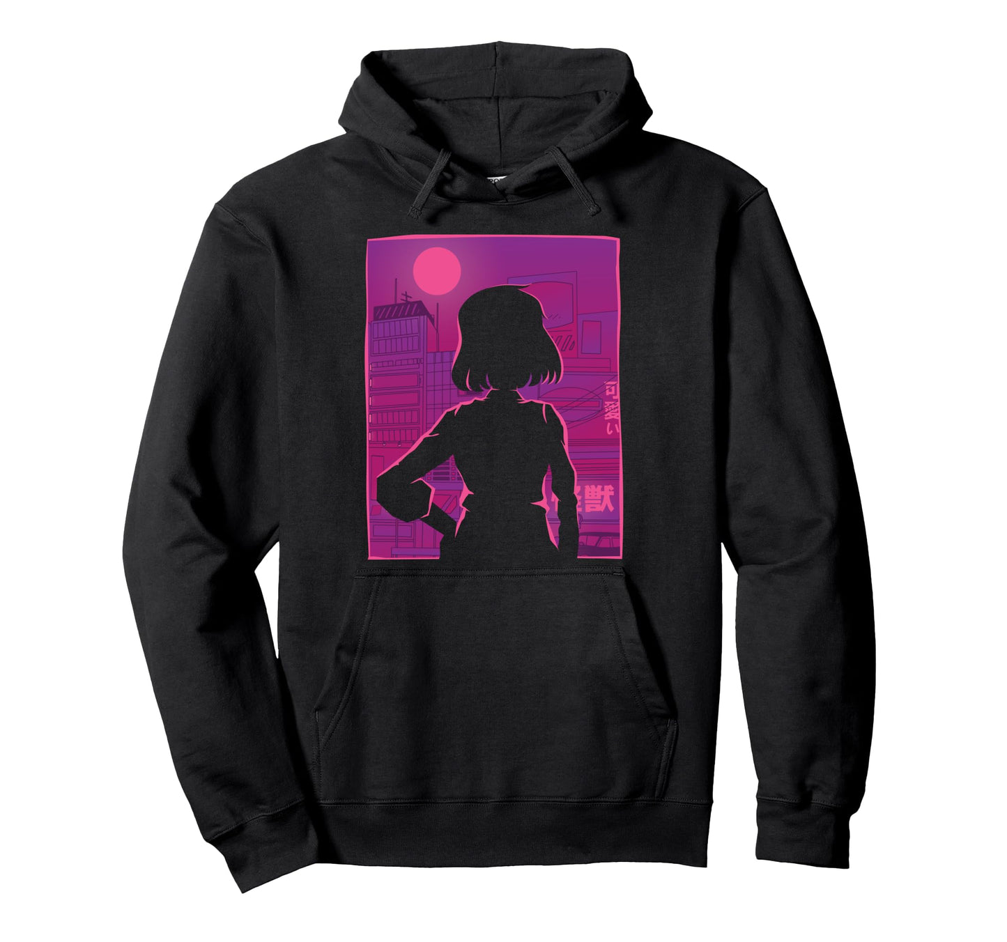 Cyberpunk City Anime Silhouette Urban Hoodie - Aesthetic Graphic Unisex - T-Shirt, Sweatshirt, Hoodie