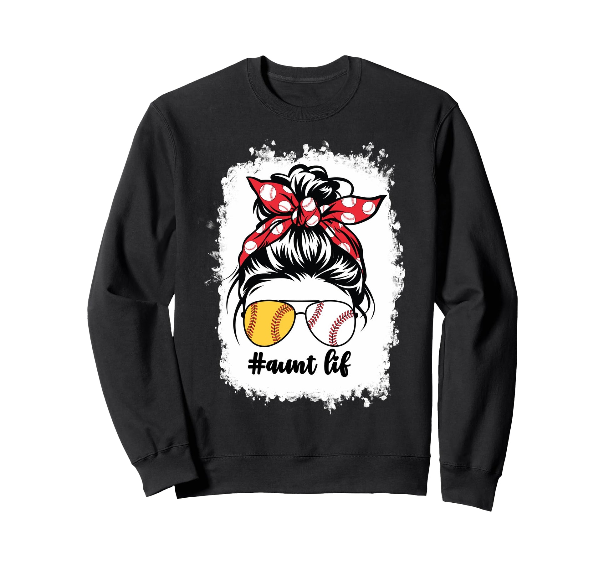 Half Softball And Baseball Aunt Life Sweatshirt - Graphic Print for Adults - T-Shirt, Sweatshirt, Hoodie