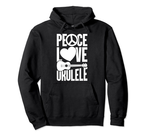 Peace Love Music Ukulele Instrument T-Shirt - Graphic Print Men Women - T-Shirt, Sweatshirt, Hoodie