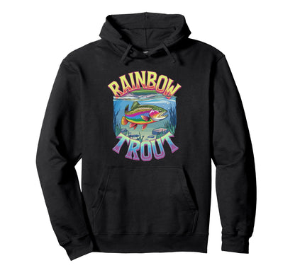 Rainbow Trout Sunset Fishing Hoodie - Minimalist Print Unisex - T-Shirt, Sweatshirt, Hoodie