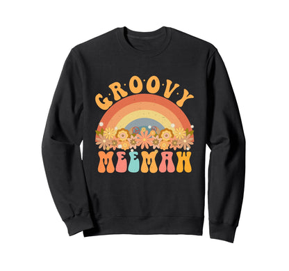 Groovy Meemaw Rainbow Daisy Flower Sweatshirt - Minimalist Print Men Women - T-Shirt, Sweatshirt, Hoodie