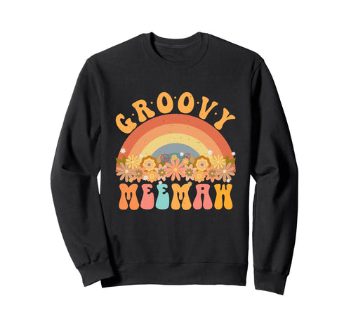 Groovy Meemaw Rainbow Daisy Flower Sweatshirt - Minimalist Print Men Women - T-Shirt, Sweatshirt, Hoodie