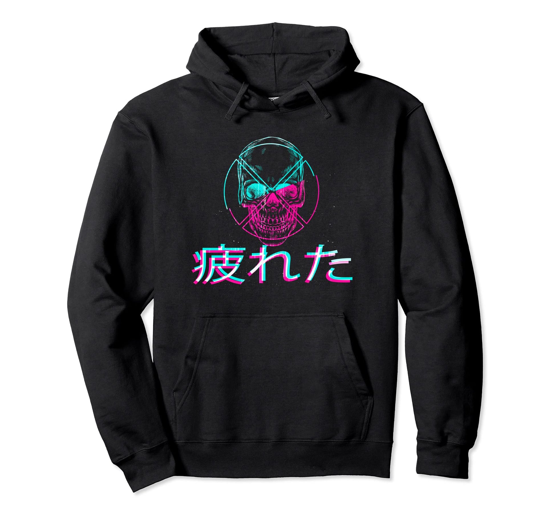 Skull Tired Glitch Japanese Otaku Hoodie - Minimalist Print for Adults - T-Shirt, Sweatshirt, Hoodie