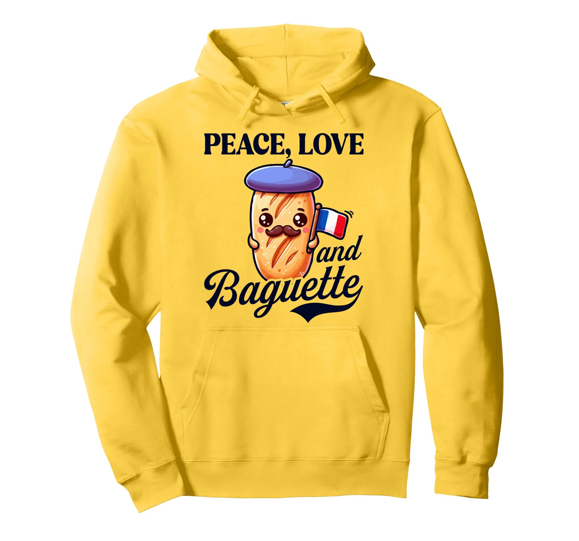 Peace Love And Baguette French Bread Hoodie - Aesthetic Graphic for Adults - T-Shirt, Sweatshirt, Hoodie