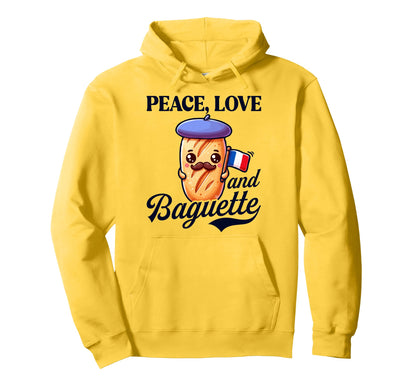 Peace Love And Baguette French Bread Hoodie - Aesthetic Graphic for Adults - T-Shirt, Sweatshirt, Hoodie