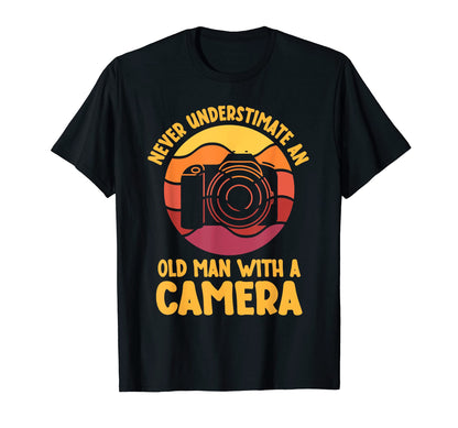 Never Underestimate Old Camera T-Shirt - Custom Art Print Unisex - T-Shirt, Sweatshirt, Hoodie