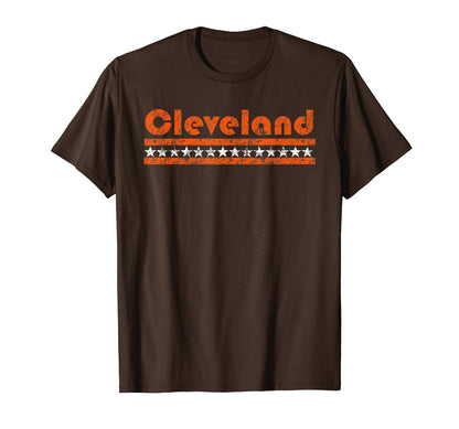 Cleveland Ohio Star Stripe Weathered T-Shirt - Aesthetic Graphic Unisex - T-Shirt, Sweatshirt, Hoodie
