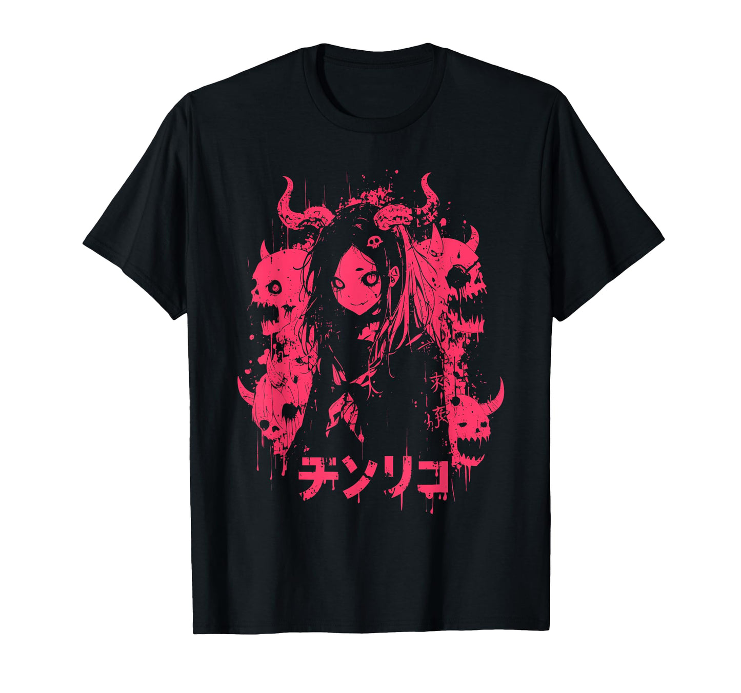 Goth Grunge Demon Anime Waifu Horror Alt T-Shirt - Minimalist Print Unisex - T-Shirt, Sweatshirt, Hoodie