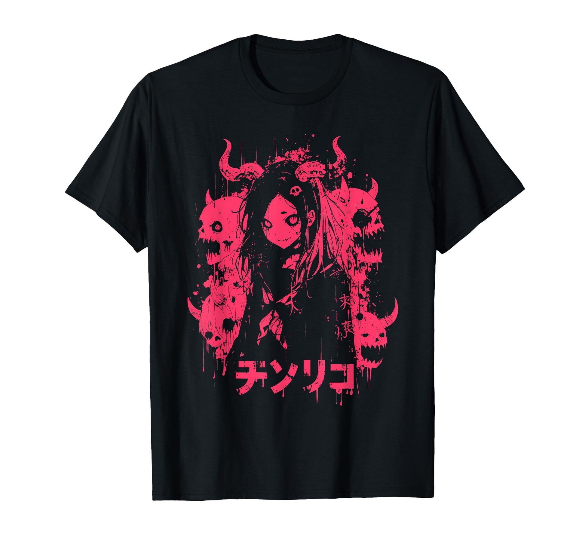 Goth Grunge Demon Anime Waifu Horror Alt T-Shirt - Minimalist Print Unisex - T-Shirt, Sweatshirt, Hoodie