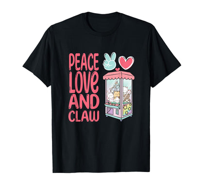 Claw Machine Arcade Game Peace Love T-Shirt - Minimalist Print Men Women - T-Shirt, Sweatshirt, Hoodie