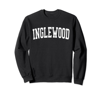 Inglewood Ca Distressed White Varsity Sweatshirt - Unique Graphic Men Women - T-Shirt, Sweatshirt, Hoodie