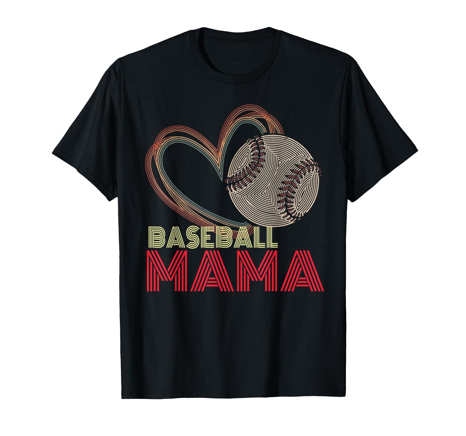 Baseball Mama Heart Ball Mom Pride Mothers T-Shirt - Trendy Graphic Unisex - T-Shirt, Sweatshirt, Hoodie