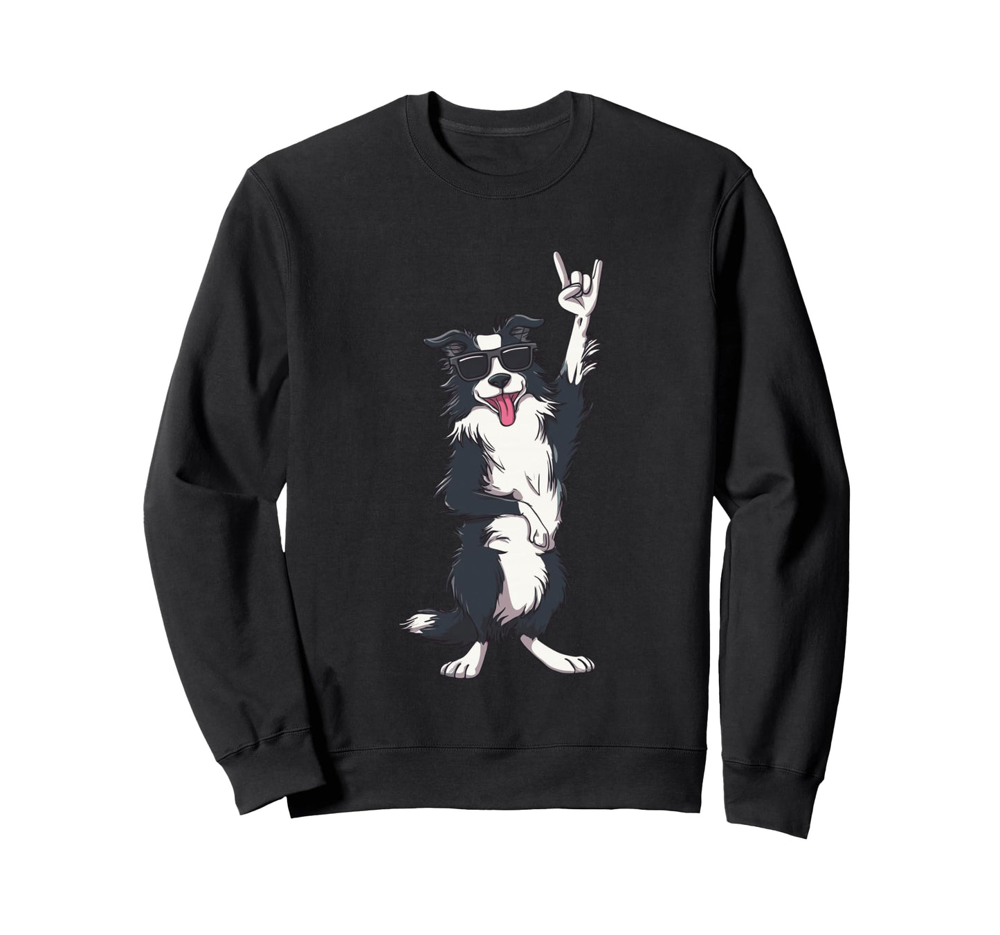 Border Collie Dog Rock And Roll Sweatshirt - Minimalist Print Unisex - T-Shirt, Sweatshirt, Hoodie