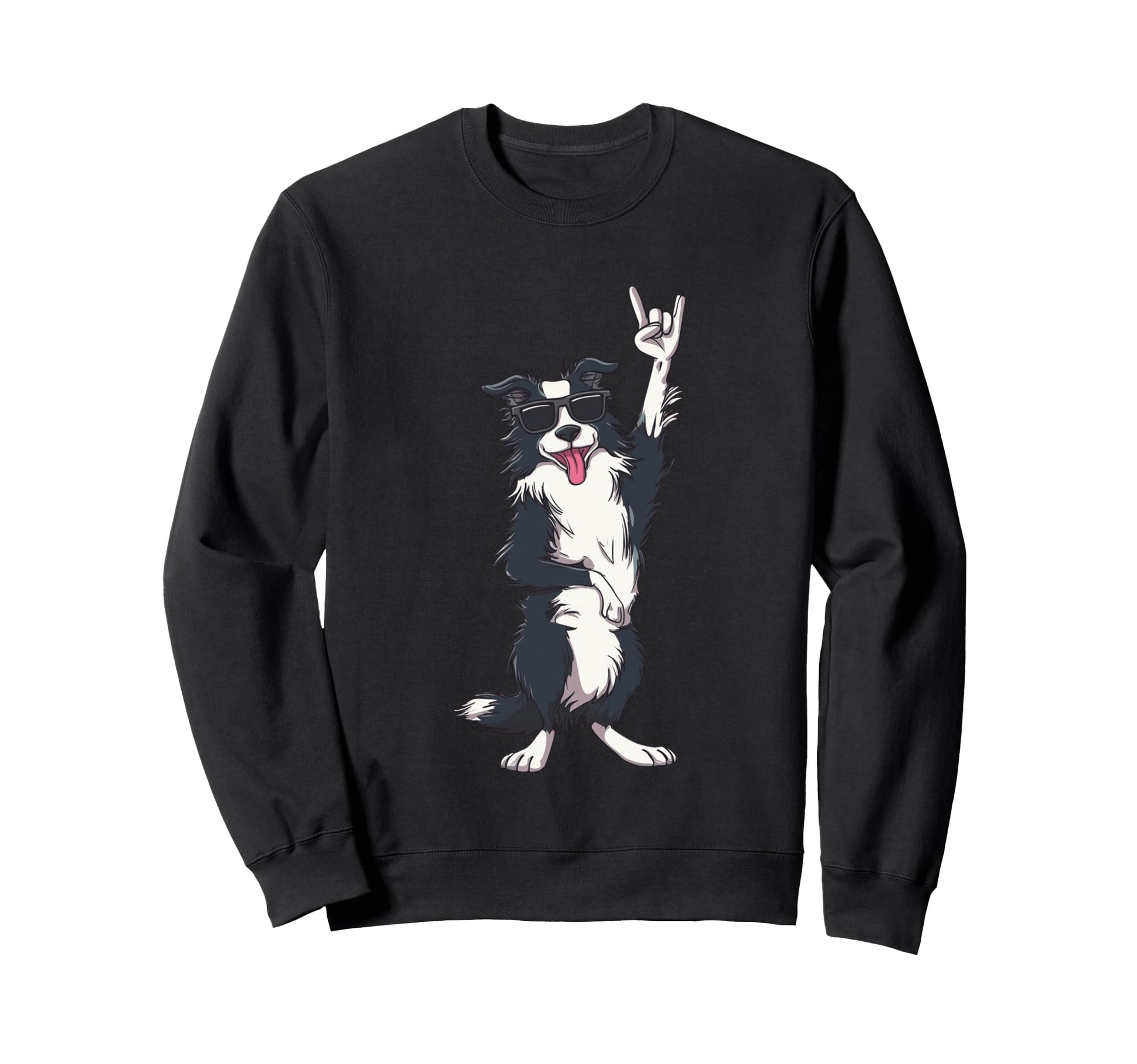 Border Collie Dog Rock And Roll Sweatshirt - Minimalist Print Unisex - T-Shirt, Sweatshirt, Hoodie