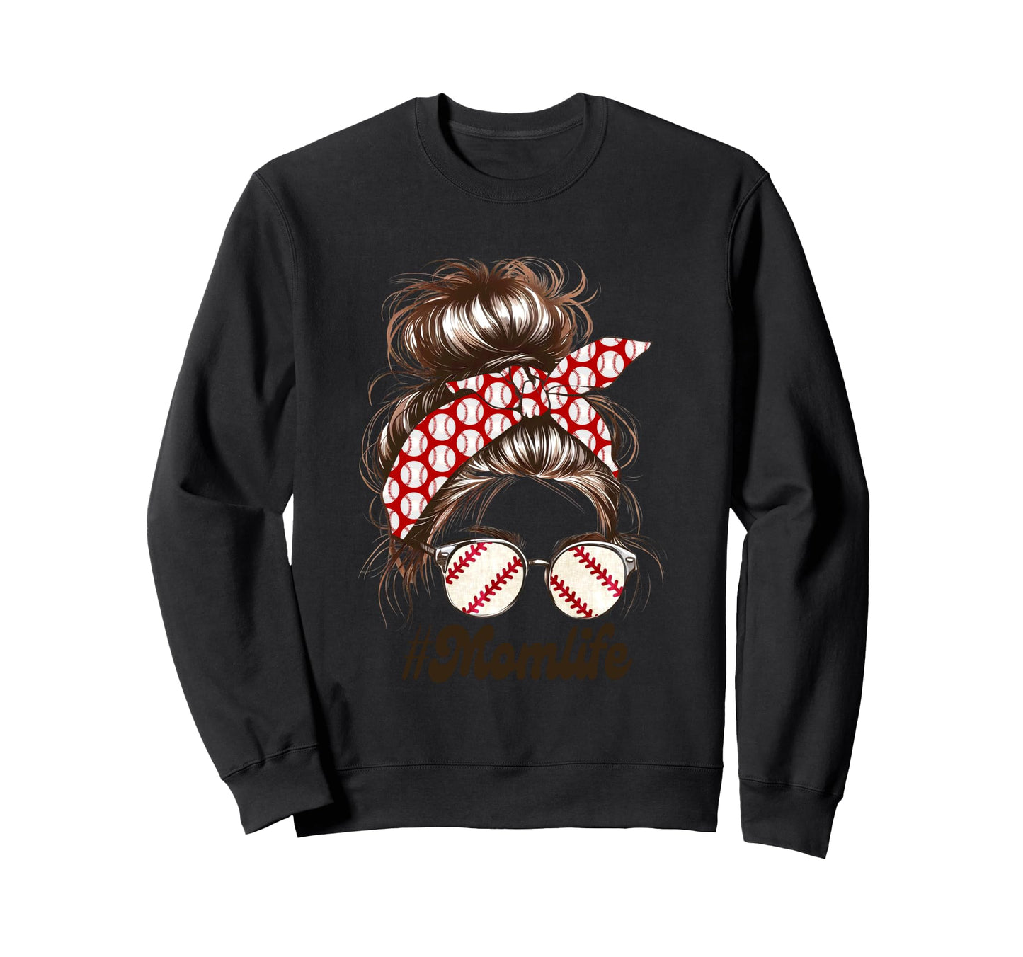 Baseball Momlife Stylish Hair Sweatshirt - Casual Everyday Wear for Adults - T-Shirt, Sweatshirt, Hoodie