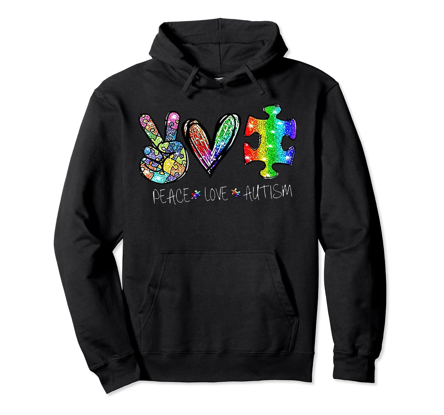 Peace Love Autism Autism Awareness Hoodie - Graphic Print Men Women - T-Shirt, Sweatshirt, Hoodie