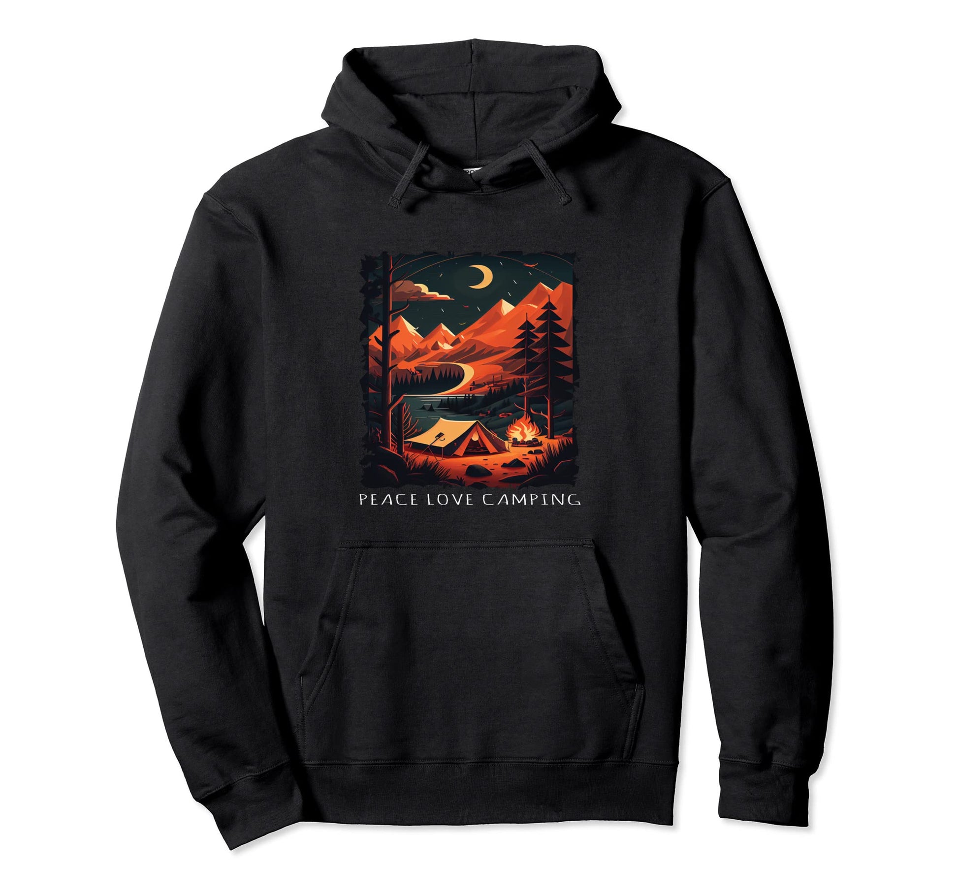 Peace Love Camping Funny Hiking Hoodie - Minimalist Print for Adults - T-Shirt, Sweatshirt, Hoodie