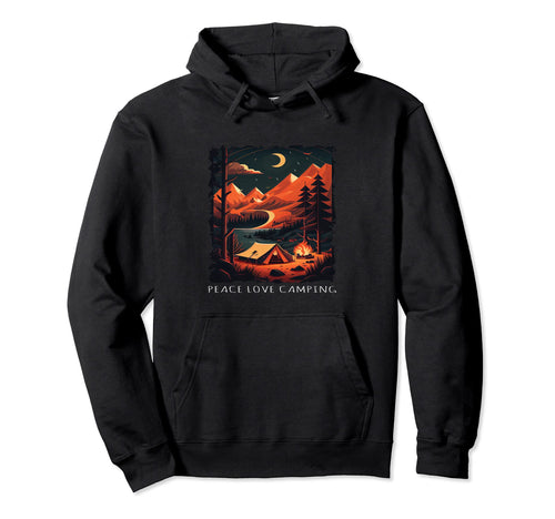 Peace Love Camping Funny Hiking Hoodie - Minimalist Print for Adults - T-Shirt, Sweatshirt, Hoodie
