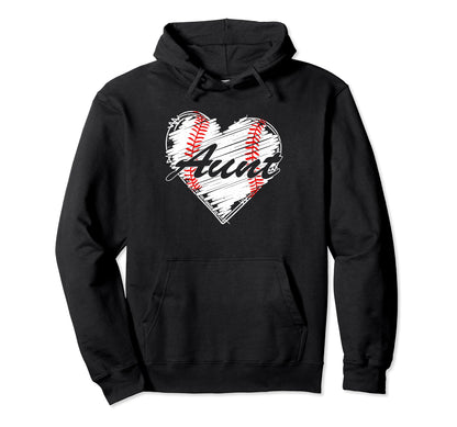 Baseball Aunt Heart Mothers Day Funny Hoodie - Trendy Graphic Men Women - T-Shirt, Sweatshirt, Hoodie