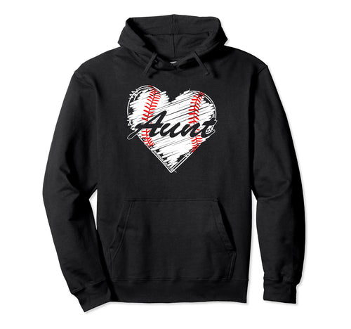 Baseball Aunt Heart Mothers Day Funny Hoodie - Trendy Graphic Men Women - T-Shirt, Sweatshirt, Hoodie