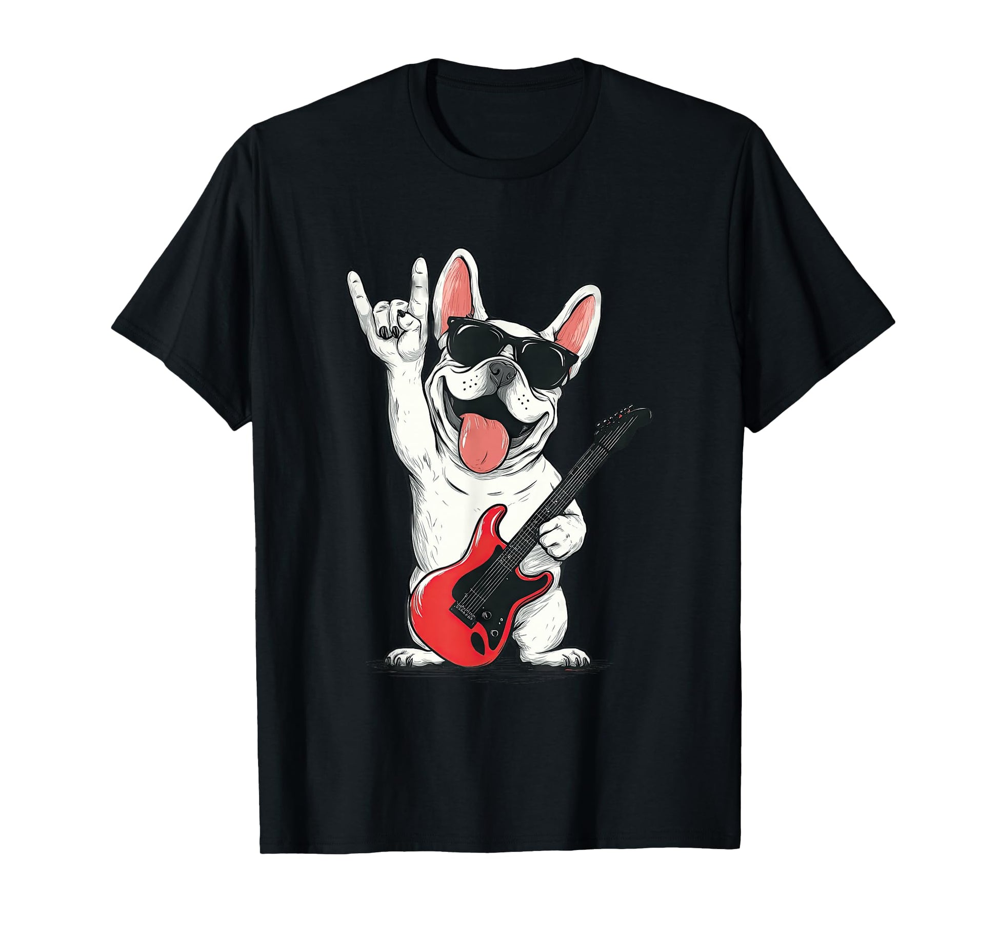 Funny French Bulldog Rock Music Guitar T-Shirt - Unique Graphic for Adults - T-Shirt, Sweatshirt, Hoodie
