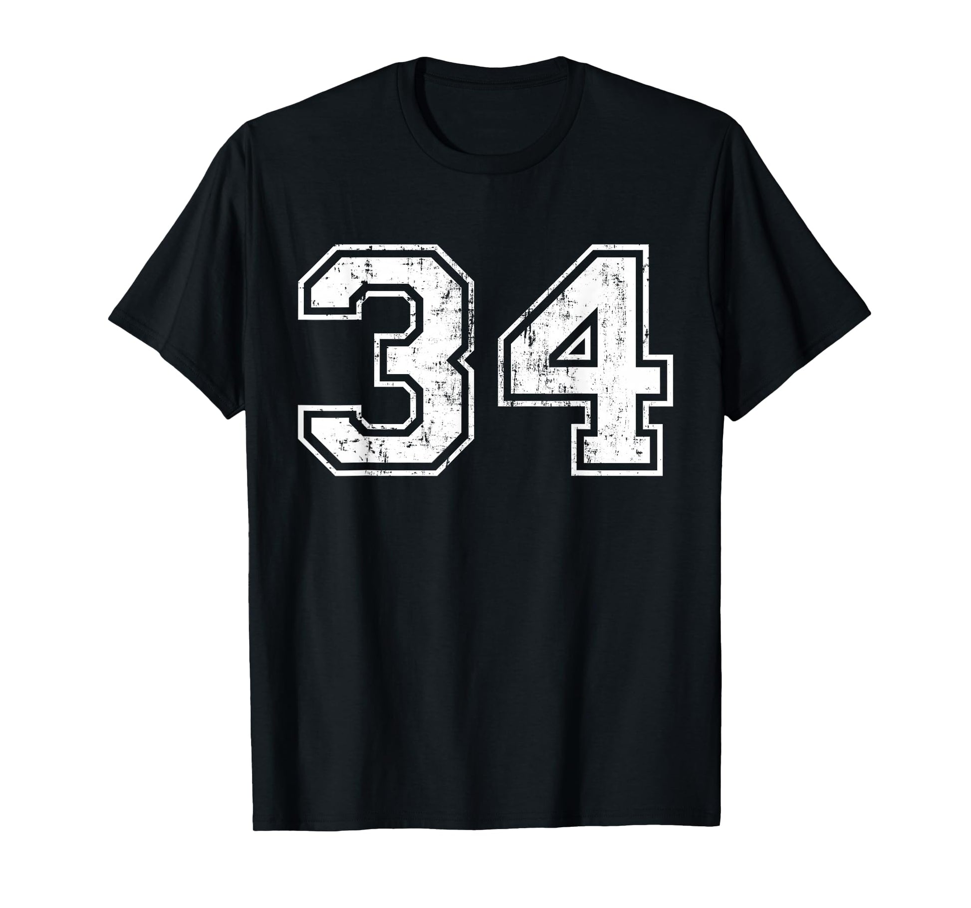 Number 34 Distressed Thirty Four Sport T-Shirt - Unique Graphic for Adults - T-Shirt, Sweatshirt, Hoodie
