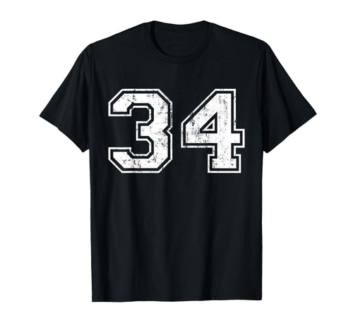 Number 34 Distressed Thirty Four Sport T-Shirt - Unique Graphic for Adults - T-Shirt, Sweatshirt, Hoodie