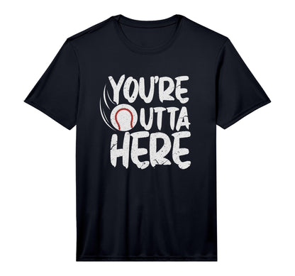 Mens Youre Outta Here Baseball T-Shirt - Minimalist Print for Adults - T-Shirt, Sweatshirt, Hoodie