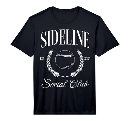 Sideline Baseball Mom Social Club T-Shirt - Minimalist Print for Adults - T-Shirt, Sweatshirt, Hoodie