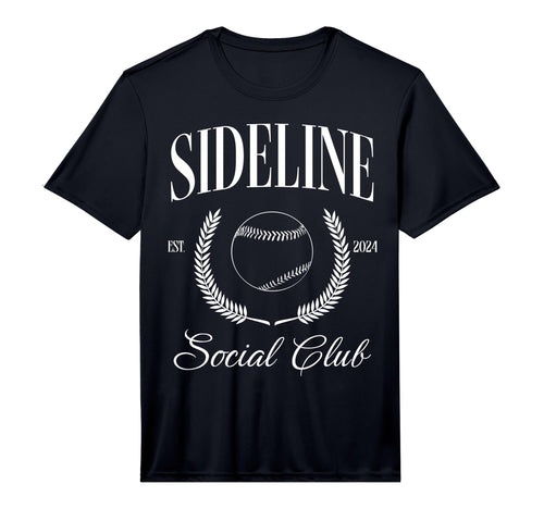 Sideline Baseball Mom Social Club T-Shirt - Minimalist Print for Adults - T-Shirt, Sweatshirt, Hoodie