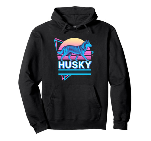 Husky Synthwave Aesthetic Dog Lover Hoodie - Custom Art Print for Adults - T-Shirt, Sweatshirt, Hoodie