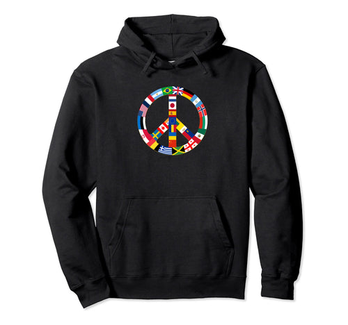 Peace Sign Worlds Flags World Love And Peace Hoodie - Graphic Print Unisex - T-Shirt, Sweatshirt, Hoodie
