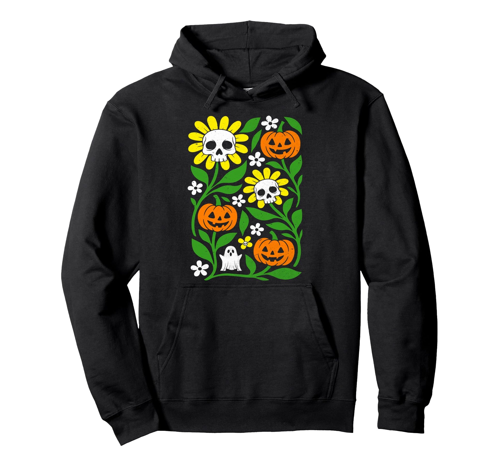 Boho Flower Pumpkin Skull Ghost Hoodie - Streetwear Style Unisex - T-Shirt, Sweatshirt, Hoodie