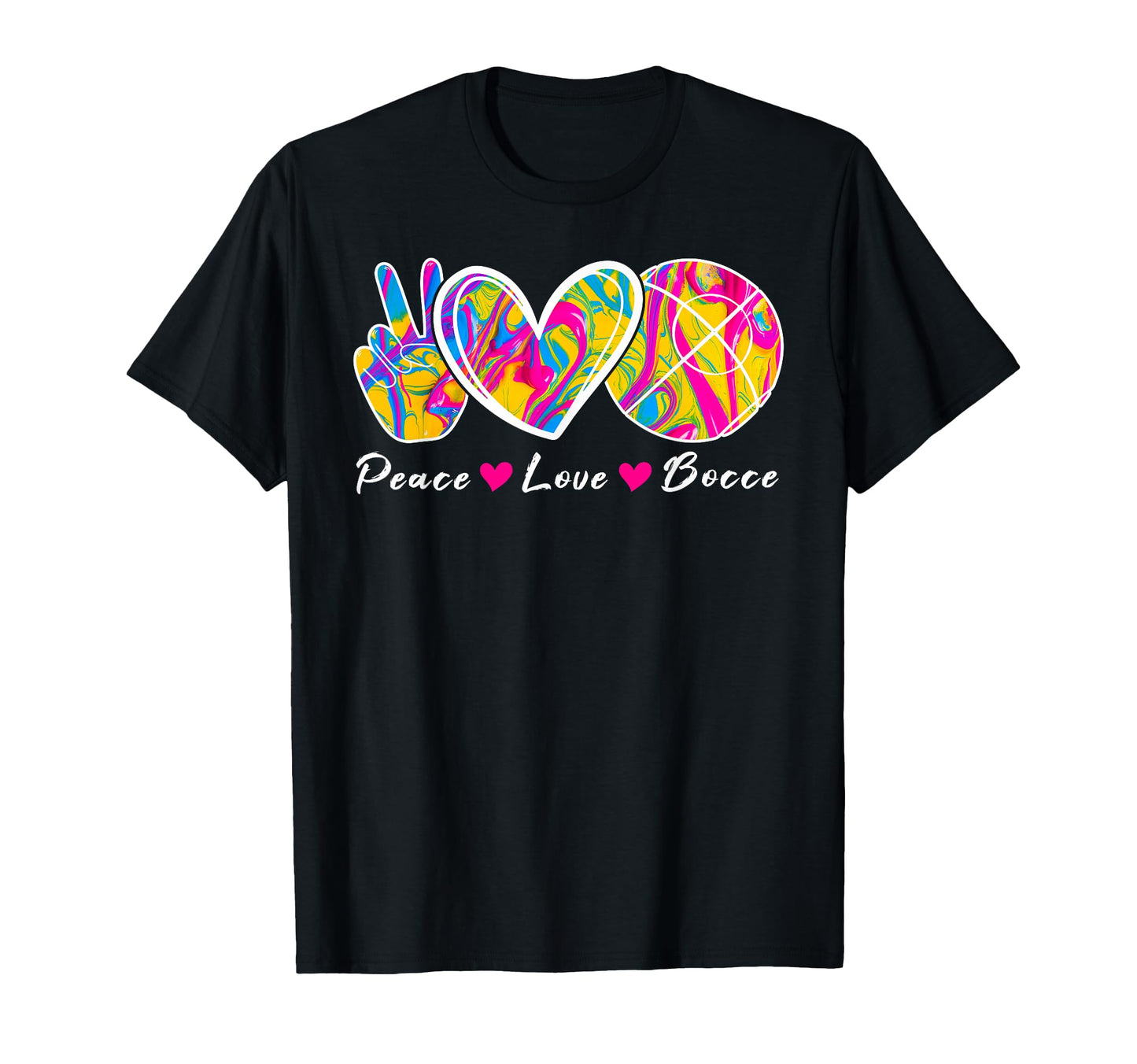 Peace Love Bocce Bocci T-Shirt - Unique Graphic for Adults - T-Shirt, Sweatshirt, Hoodie