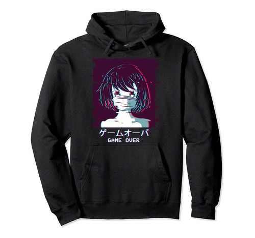 Game Over Anime Sad Vaporwave Aesthetic Hoodie - Trendy Graphic Unisex - T-Shirt, Sweatshirt, Hoodie