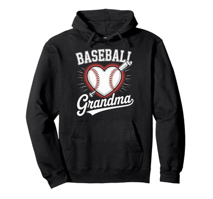 Baseball Grandma Heart And Bat Lovers Hoodie - Aesthetic Graphic Men Women - T-Shirt, Sweatshirt, Hoodie