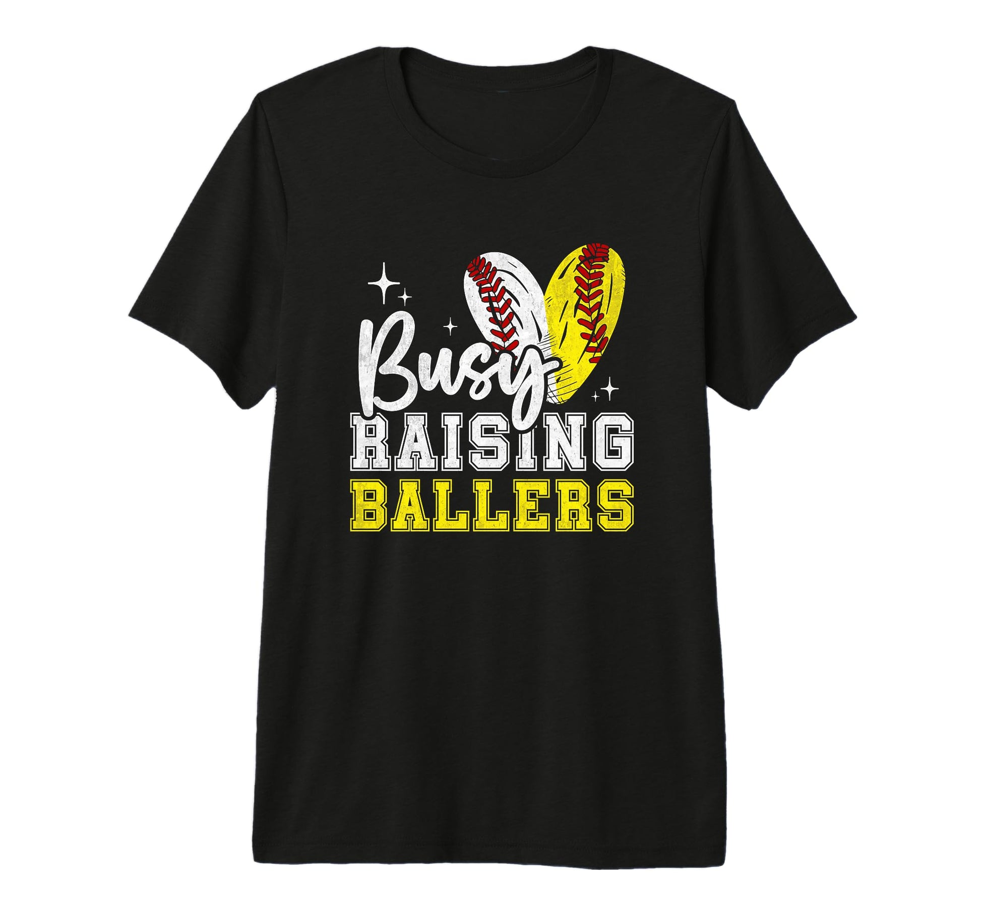 Funny Busy Raising Ballers Softball T-Shirt - Unique Graphic for Adults - T-Shirt, Sweatshirt, Hoodie