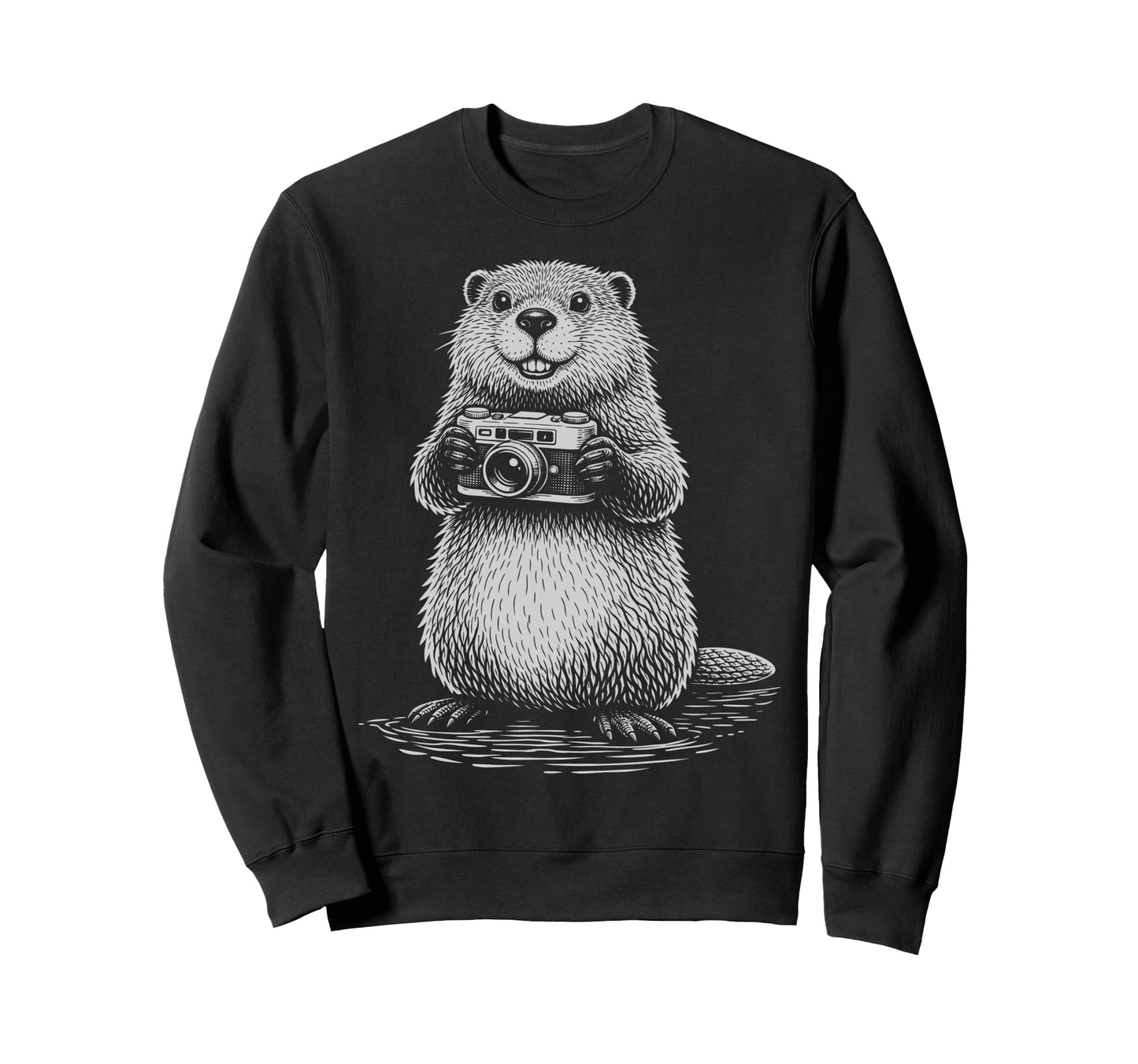 Beaver Photographer Camera Sweatshirt - Unique Graphic Men Women - T-Shirt, Sweatshirt, Hoodie