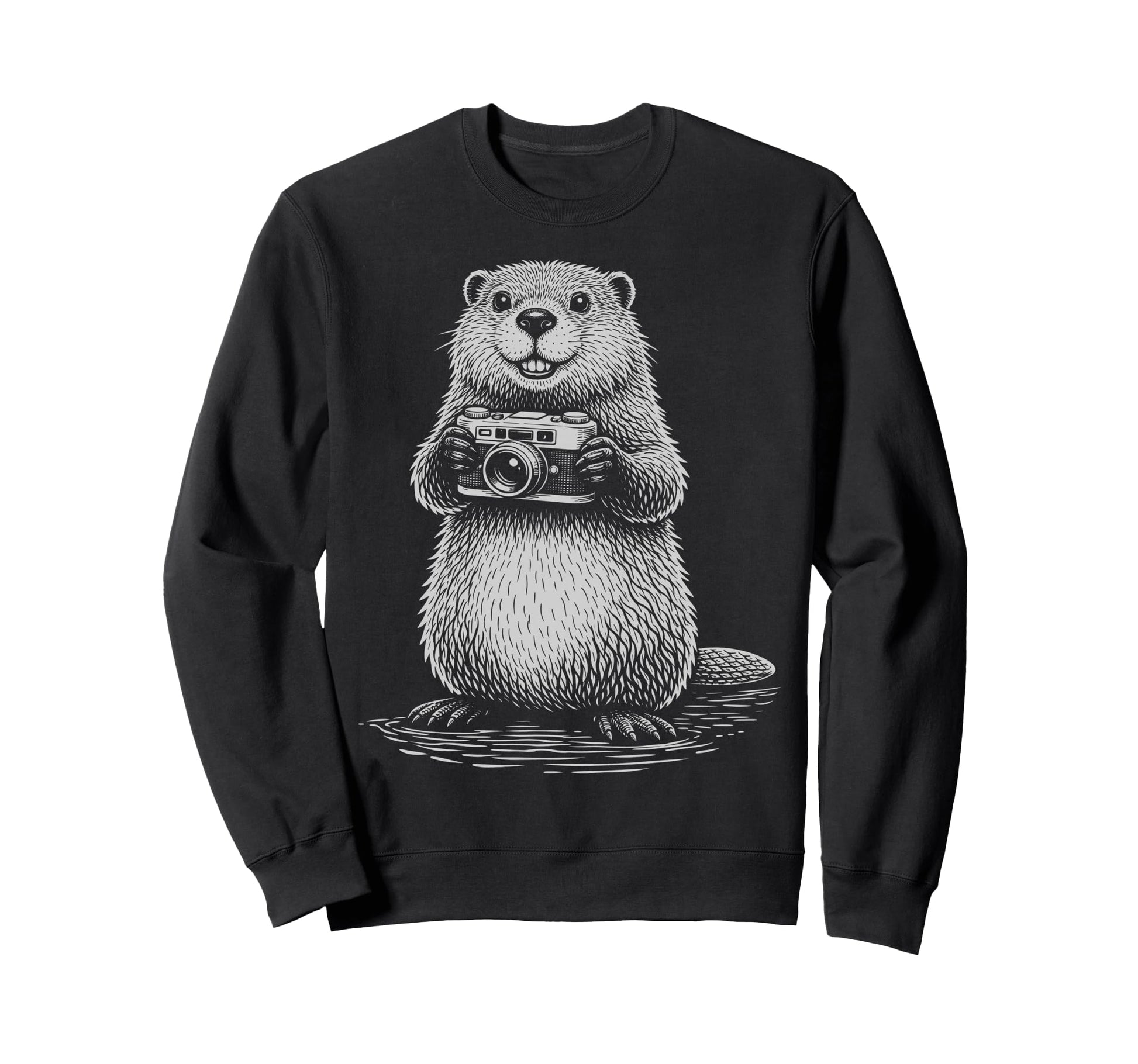 Beaver Photographer Camera Sweatshirt - Unique Graphic Men Women - T-Shirt, Sweatshirt, Hoodie