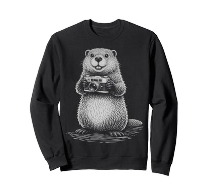 Beaver Photographer Camera Sweatshirt - Unique Graphic Men Women - T-Shirt, Sweatshirt, Hoodie