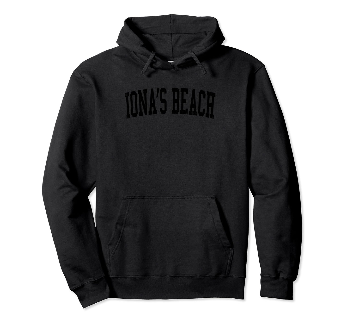 Ionas Beach Distressed Black Varsity Hoodie - Custom Art Print for Adults - T-Shirt, Sweatshirt, Hoodie