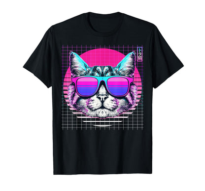 Cat Sunglasses Sunglasses Vaporwave T-Shirt - Unique Graphic Unisex - T-Shirt, Sweatshirt, Hoodie