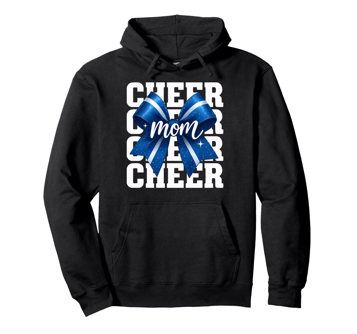 Cheer Mom Preppy Coquette Blue Bow Hoodie - Graphic Print Unisex - T-Shirt, Sweatshirt, Hoodie